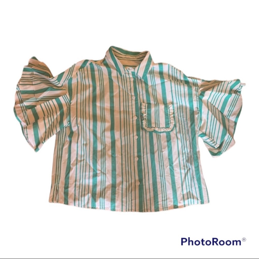 A New Day striped cotton button down with fun sleeves
